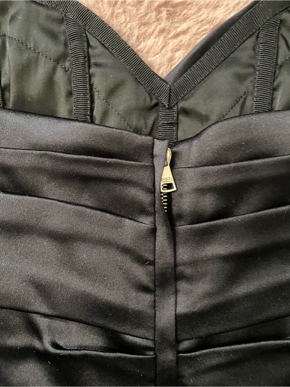 Vintage Dolce & Gabbana Black Silk Ruched Corset Cocktail Dress 38 - Picture 7 of 9